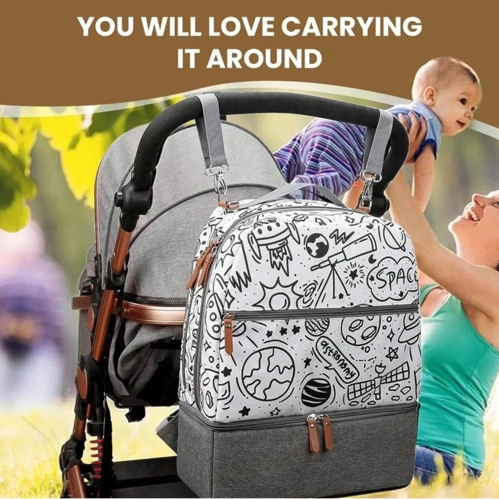 Village of Many Baby Diaper Bag Backpack -Multi-Function Waterproof, Dinosaurs
